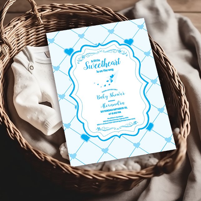 Our Little Sweetheart Blue Valentine Baby Shower Invitation (Creator Uploaded)