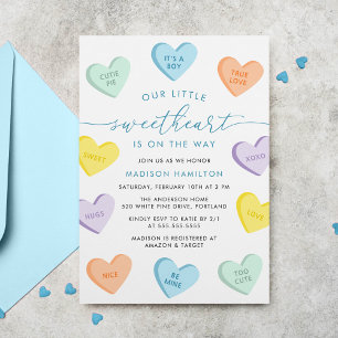 Our Little Sweetheart Candy Hearts Baby Shower Invitation
