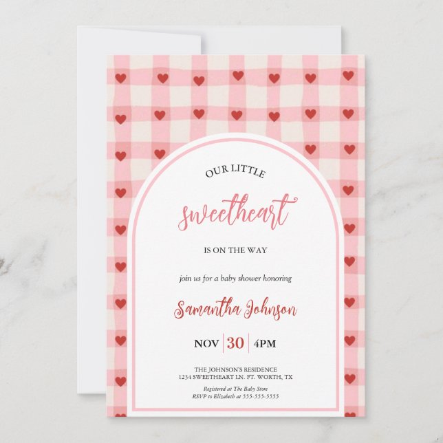 Our Little Sweetheart Cute Valentine Baby Shower  Invitation (Front)