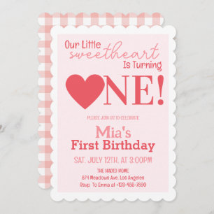 Our Little Sweetheart First 1st Birthday Party  Invitation