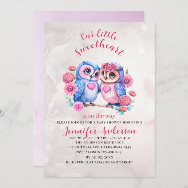 Our little sweetheart is on the way baby shower invitation (Front/Back)
