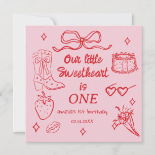 Our little Sweetheart is One Birthday Save The Date