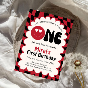 Our Little Sweetheart Is Turning One 1st Birthday  Invitation