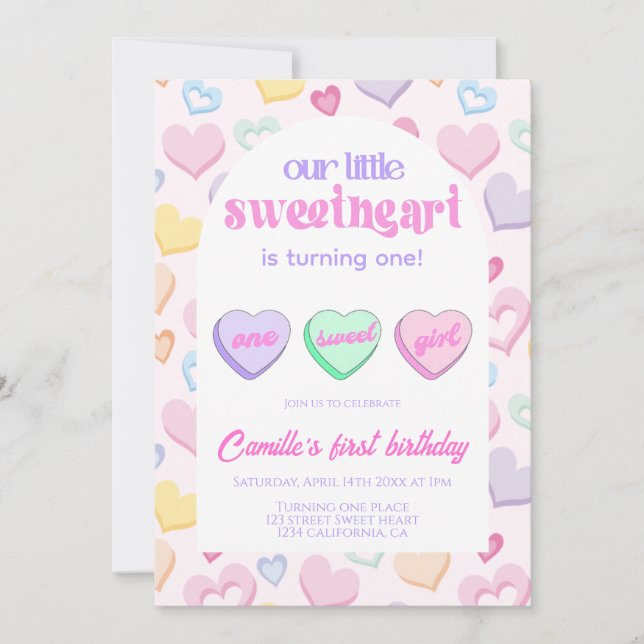 Our little sweetheart is turning one Birthday  Invitation (Front)