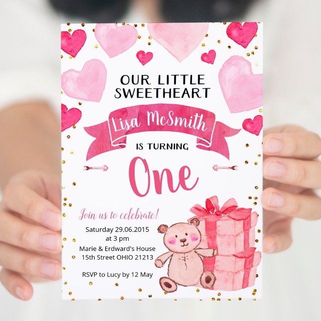 Our little sweetheart is turning one invitation (Creator Uploaded)