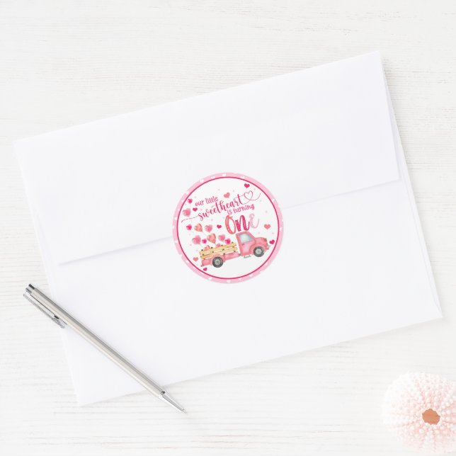 Our Little Sweetheart is Turning One Sticker (Envelope)