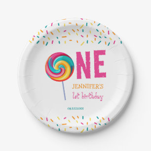 Our Little Sweetheart Lollipop 1st Birthday Paper Plate