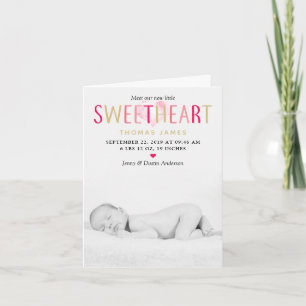 Our Little Sweetheart Photo Birth Announcement