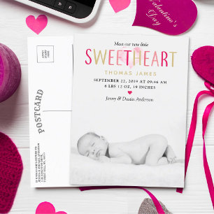 Our Little Sweetheart Photo Birth Announcement