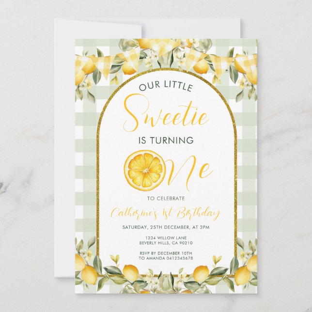 Our little Sweetie lemon 1st Birthday Summer Invitation (Front)