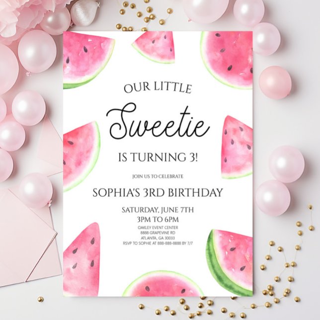 Our Little Sweetie Pink Watermelon Birthday Party Invitation (Creator Uploaded)