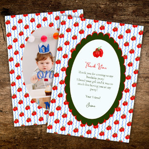 Our Little Tomato is Turning One  Party Photo Thank You Card