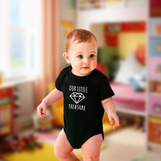 Our little Treasure. Simple black Baby Bodysuit