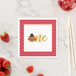 Our Little Turkey is Turning ONE Napkin - WD
