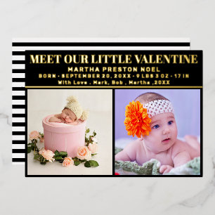 Our Little Valentine 3 Photo Birth Announcement