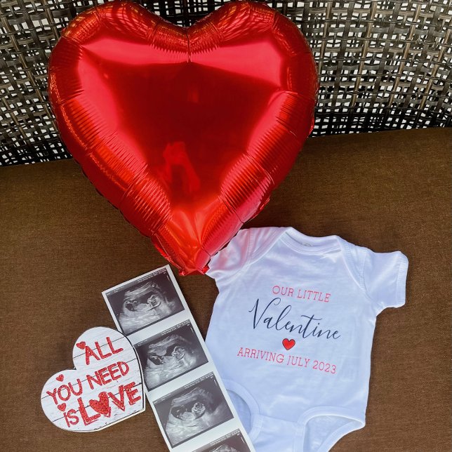 Our Little Valentine Arriving Year Valentines day  Baby Bodysuit (Creator Uploaded)