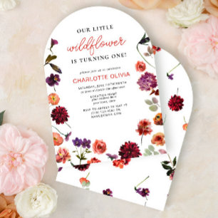 Our Little Wildflower 1st Birthday Floral Boho Invitation