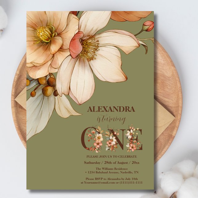 Our little wildflower baby girl 1st birthday  invitation (Creator Uploaded)