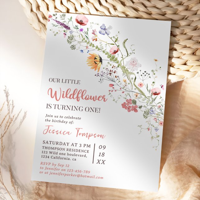 Our Little Wildflower Baby Girl 1st Birthday Party Invitation (Creator Uploaded)