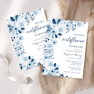 Our Little Wildflower Baby Girl 1st Birthday Party Invitation