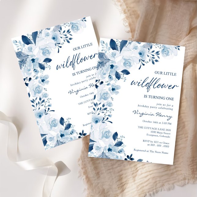 Our Little Wildflower Baby Girl 1st Birthday Party Invitation (Creator Uploaded)
