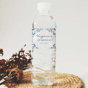 Our Little Wildflower Baby Girl 1st Birthday Party Water Bottle Label