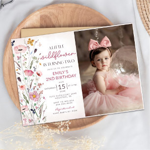 Our Little Wildflower Baby Girl 2nd Birthday Party Invitation