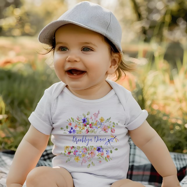 Our Little Wildflower Bloomed Personalised Baby  Baby Bodysuit (Our Little Wildflower Bloomed Personalized Baby Baby Bodysuit)