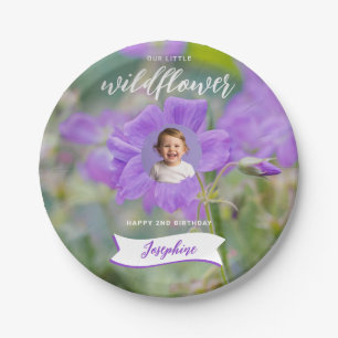 Our Little Wildflower Custom Kid's Photo Birthday Paper Plate