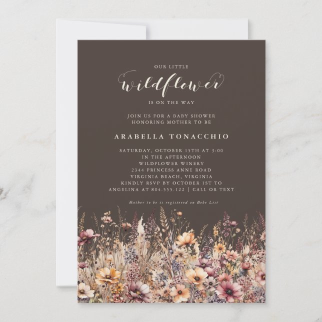 Our Little Wildflower Fall Floral Baby Shower Invitation (Front)