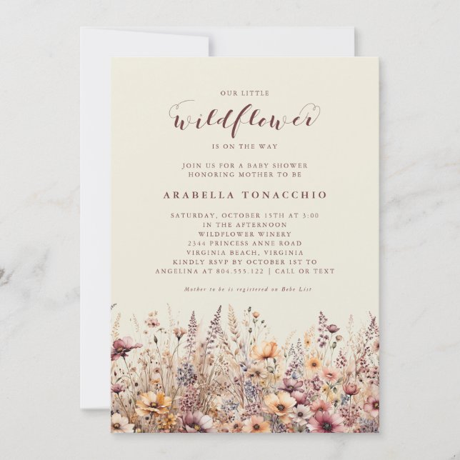 Our Little Wildflower Fall Floral Baby Shower Invitation (Front)
