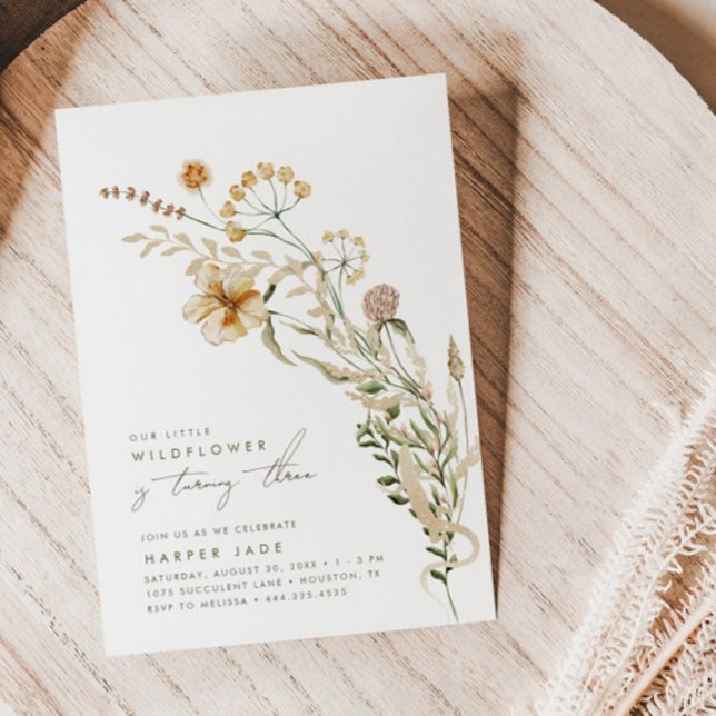 Our Little Wildflower Girls Floral Birthday Party Invitation (Creator Uploaded)