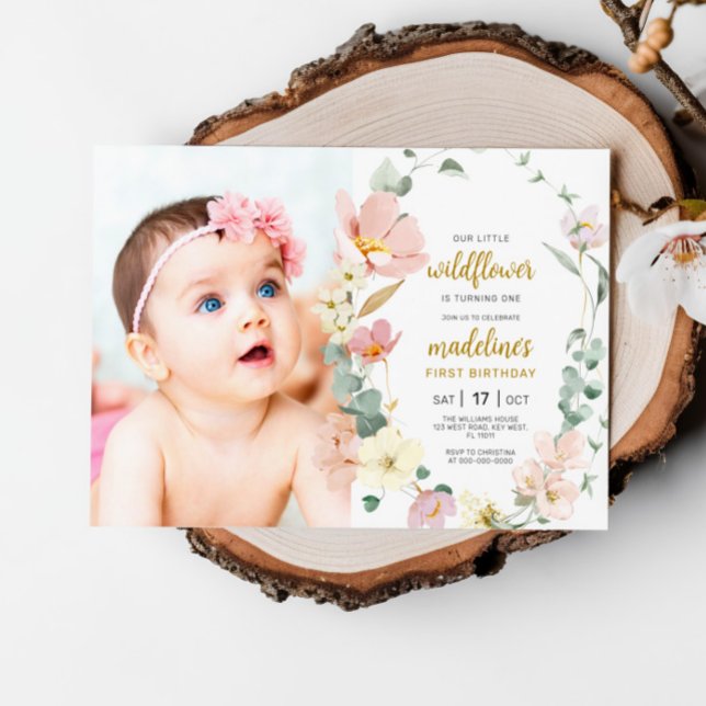 Our Little Wildflower Is Turning ONE 1st Birthday Invitation (Creator Uploaded)