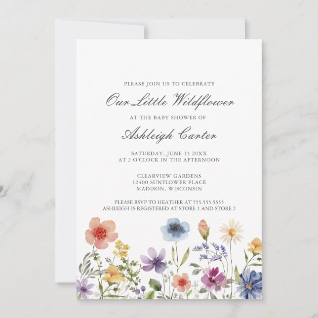 Our Little Wildflower Pretty Spring Baby Shower Invitation (Front)