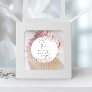 Our Little Wildflower Turning One Thank You Classic Round Sticker