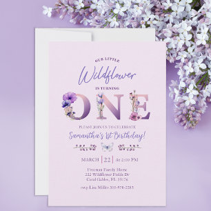 Our Little Wildflower Watercolor 1st Birthday Invitation
