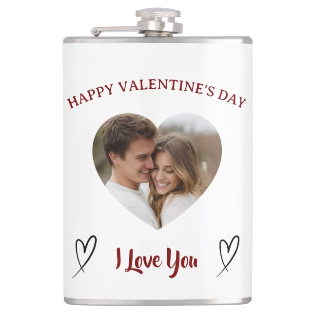 Our Love Custom Photo Valentine’s Day Flask (Front)