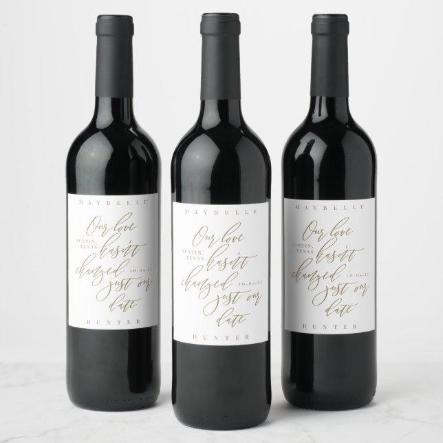 Our Love Hasn't Changed Just Our Date Calligraphy Wine Label (Bottles)