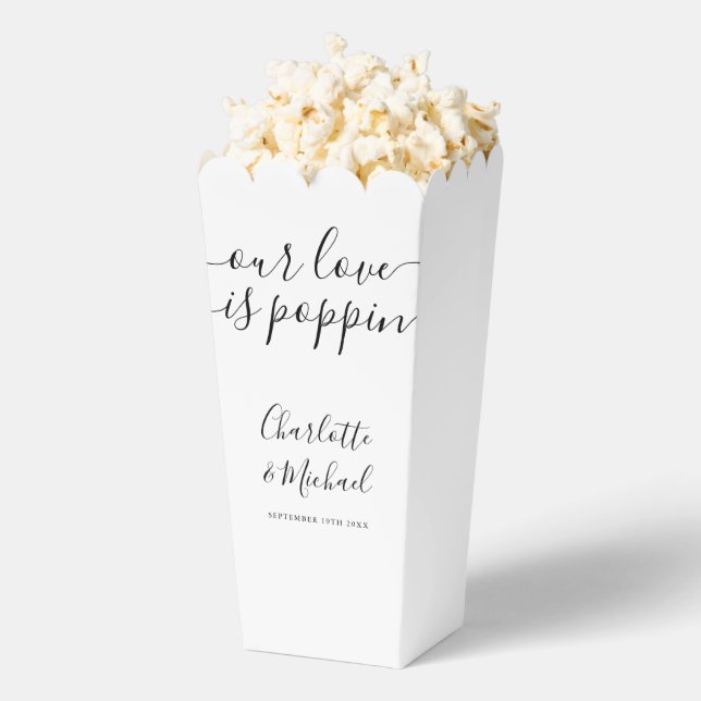 Our Love Is Poppin Black And White Popcorn Favour Box (Popped)