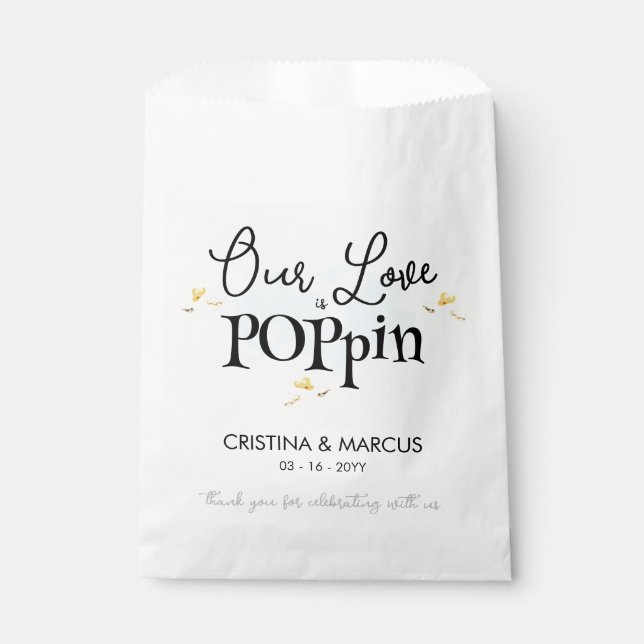 Our Love Is Poppin Popcorn Favour Bag (Front)