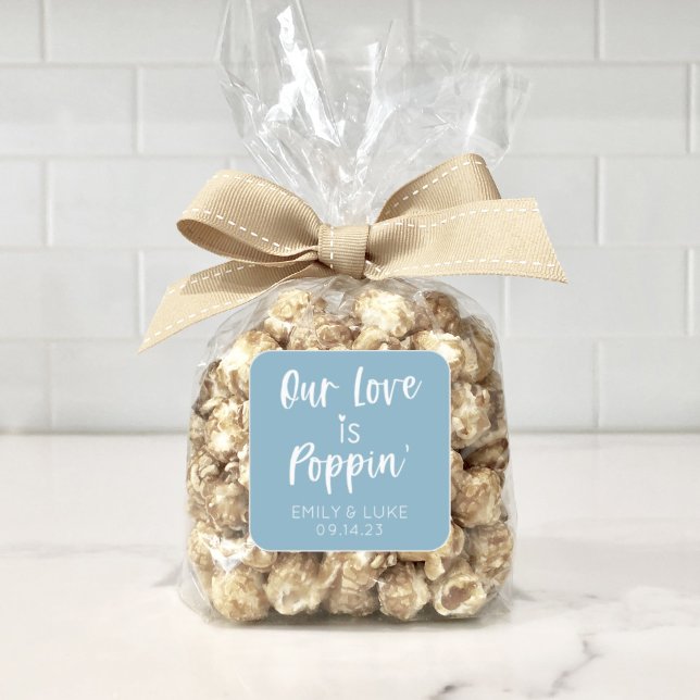 Our Love is Poppin' Wedding Favour Square Sticker (Creator Uploaded)