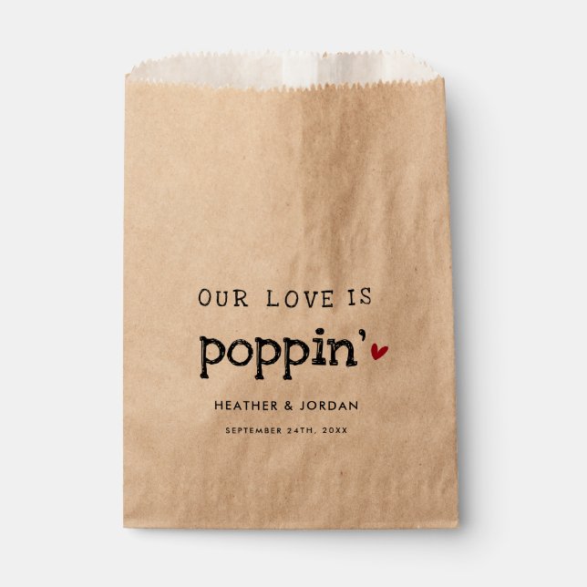 Our Love Is Poppin' Wedding Popcorn Favour  Bag (Front)