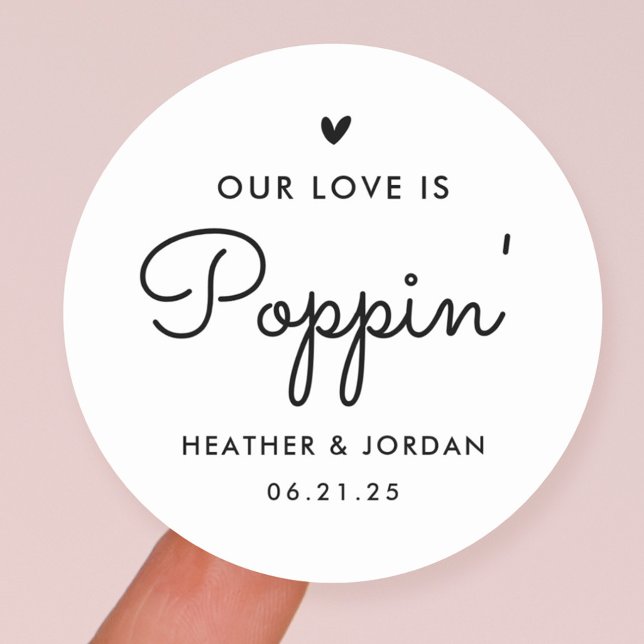 Our Love Is Poppin' Wedding Popcorn Favour  Classic Round Sticker (Creator Uploaded)