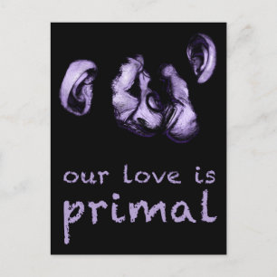 our love is primal : kissing chimps postcard