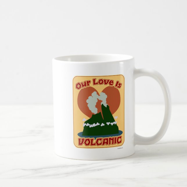 Our Love is Volcanic Cartoon Travel Saying Coffee Mug (Right)
