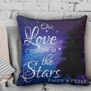 Our love is written in The Stars Night sky Name Cushion