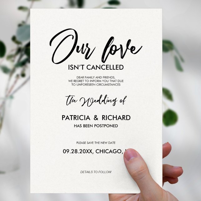 Our Love Isn’t Cancelled Wedding Postponement Postcard (Creator Uploaded)