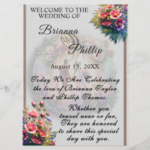 Our Love Reaches The Moon Floral Wedding Program