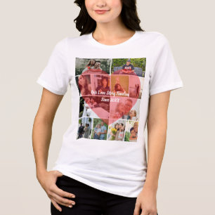 Our Love Story 12 Photo Timeline Couple Collage Tri-Blend Shirt