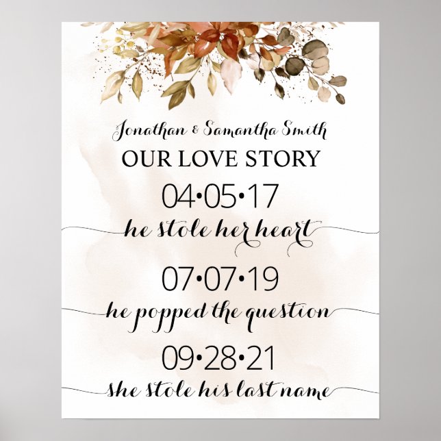 Our Love Story Best Day Yes Day Fall Wedding Poster (Front)